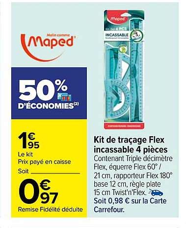 Promo Kit De Traçage Flex Incassable 4 Pièces Maped chez Carrefour