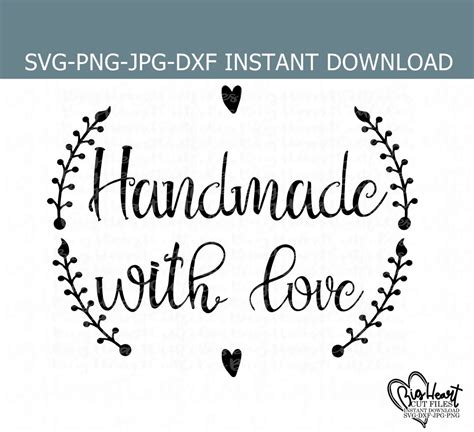 Handmade With Love Svg Png Dxf Handmade Stamp Design Etsy