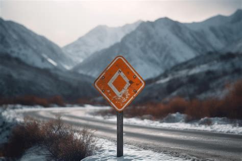 Premium AI Image | a road sign on the side of a snowy road