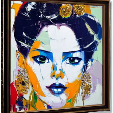 Portrait Of Geisha Silver And Gold By Francoise Nielly Stable