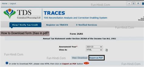 How To Form 26as Download Pdf?