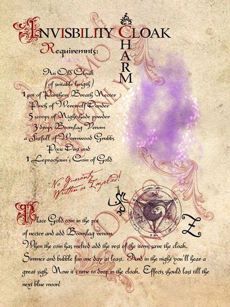 Invisibility Charm Page Charmed Book Of Shadows Book Of Shadows