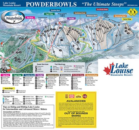 Lake Louise Ski Trail map - Ptarmigan-Paradise-Back Bowls 2005-06 - Lake Louise Alberta • mappery