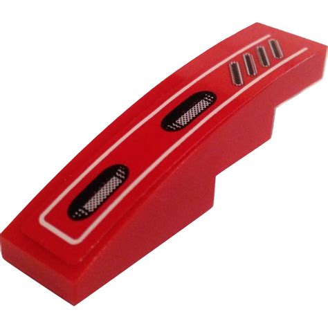 LEGO Red Slope 1 X 4 Curved With Vents Right Sticker 11153 Brick