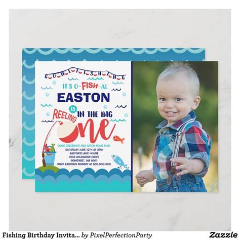 1st Birthday Invitation Wording Invite Gone Fishing Party O Fish