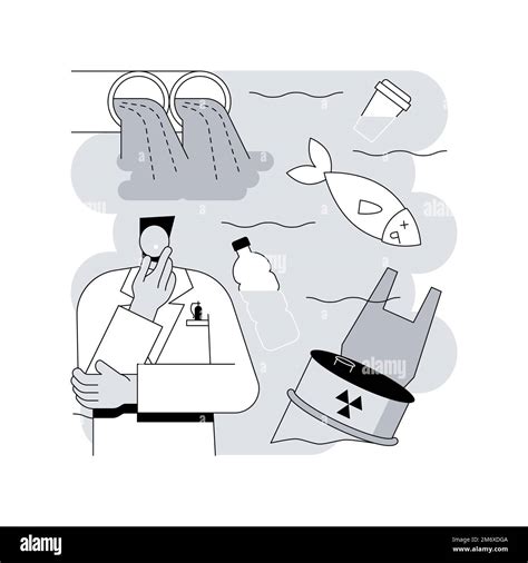 Water pollution abstract concept vector illustration. Water contamination, prevention of ocean ...