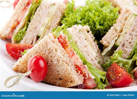 Fresh Tasty Club Sandwich Salad And Toast Stock Images Image 26201864