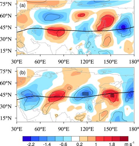 Regression Of The 200 Hpa Horizontal Wind Anomalies Onto The Tcr Index