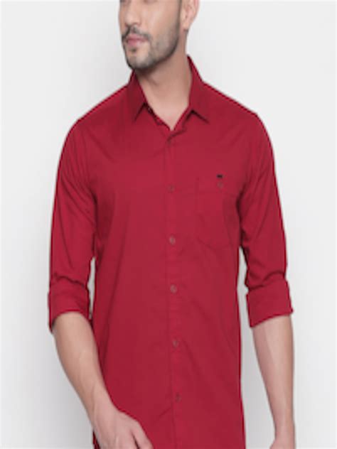 Buy Mufti Men Red Slim Fit Solid Casual Shirt Shirts For Men 12809334