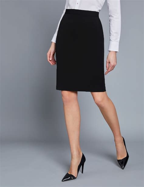 Black Stretch Twill Pencil Skirt Hawes Curtis