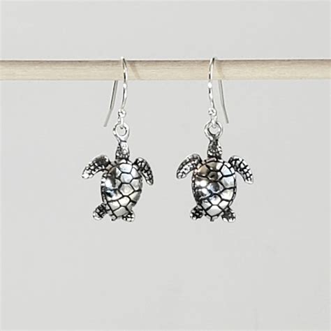 Antique 925 Sterling Silver Sea Turtle Earrings With 925 Etsy