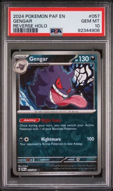 2024 POKEMON PAF En Paldean Fates 057 Gengar Reverse Holo Psa 10 EUR 56