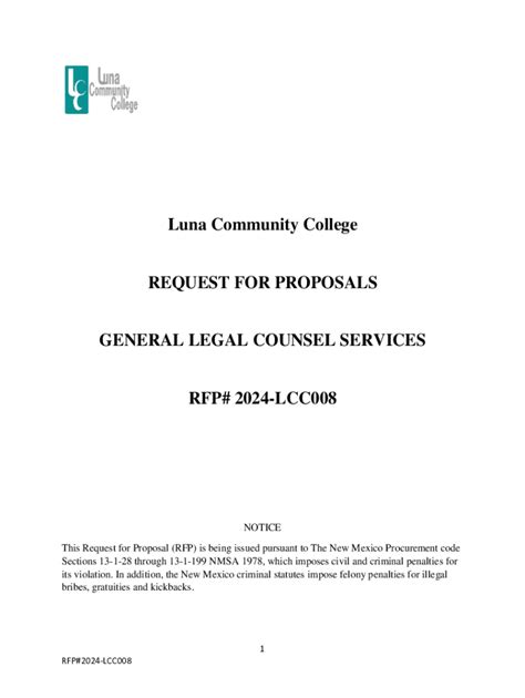 Fillable Online Request For Proposals Rfp Legal Services Fax Email