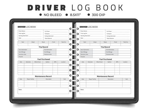 Daily Driver Log Book To Record Vehicle Details Trips And Mileage Log