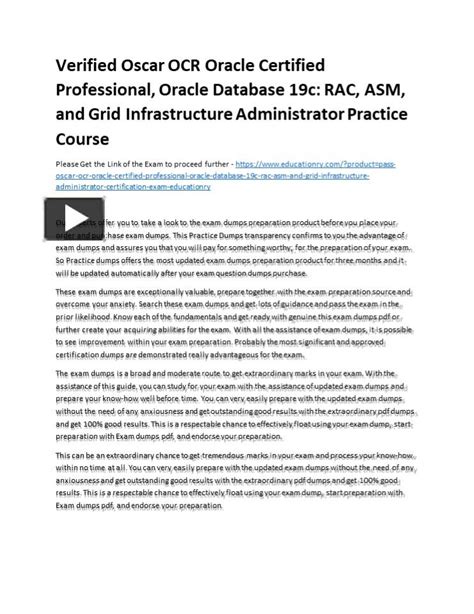 PPT Verified Oscar OCR Oracle Certified Professional Oracle Database