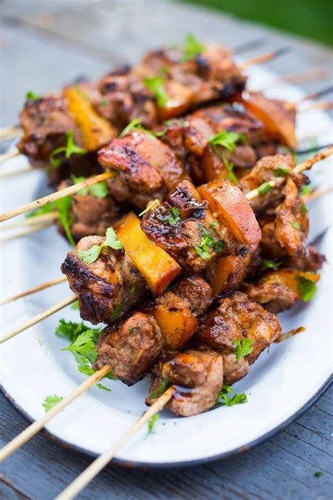 Grilled Jamaican Jerk Chicken And Peach Skewers Recipe Grilled Jerk