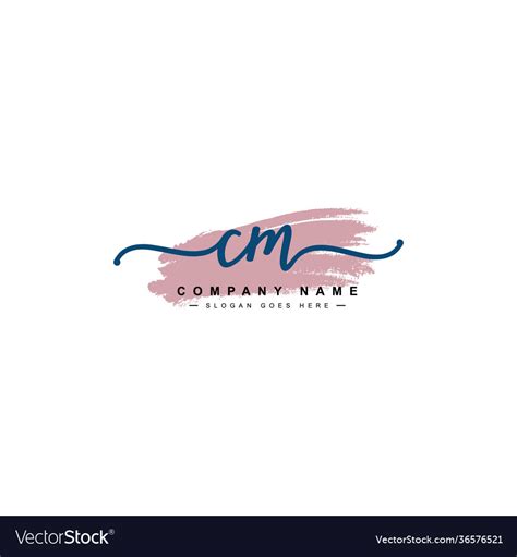 Handwritten Signature Logo For Initial Letter Cm Vector Image