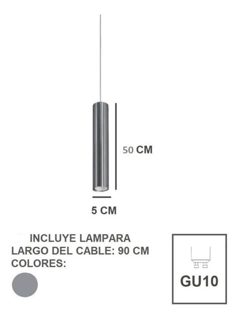 Lampara Colgante Tubo Acero Cm Con Dicroica Led W Color Acero