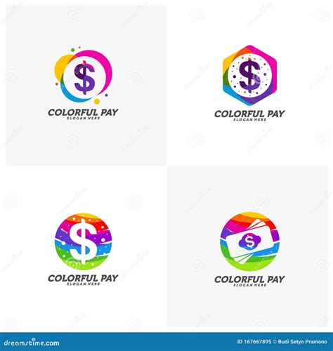 Set Of Colorful Money Logo Template Design Vector Creative Money Logo