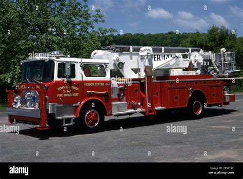 usa  fire truck mack cf model baker  foot tower ladder stock photo