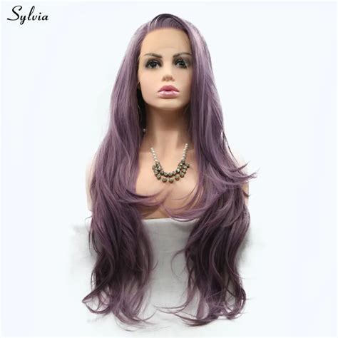 Sylvia Natural Wavy Mixed Purple Color Side Parted Hair Milky Lavenderlilac Synthetic Lace