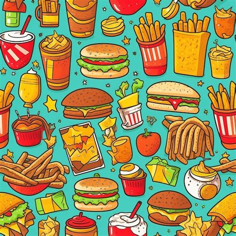 Premium Ai Image Fast Food Seamless Pattern