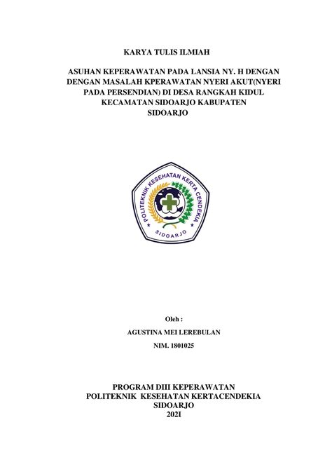 KTI MEI KTI KARYA TULIS ILMIAH ASUHAN KEPERAWATAN PADA LANSIA NY H