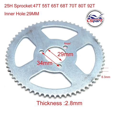 25h 47t 55t 65t 68t 70t 80t 92t 29mm Rear Sprocket Mini Moto Atv Quad