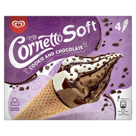 Cornetto Frigo Conos Con Helado De Cookie Chocolate Cornetto Soft 4 Ud