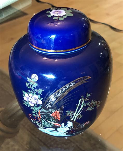 Japanese Vintage Ginger Jar W Lid Oriental Cobalt Blue Etsy