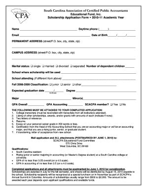 Free Scholarship Application Templates Forms Fillable Printable