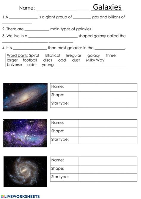 Galaxy Shapes Worksheet