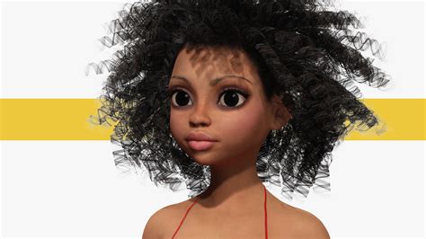 D Model Naked African Female Cartoon Black Afro Rigged Woman Female D