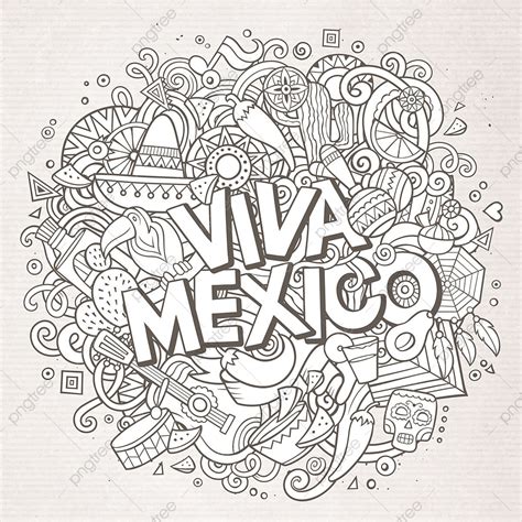 Viva Mexico Esquema Incompleto Fondo Festivo PNG Dibujos Garabatos