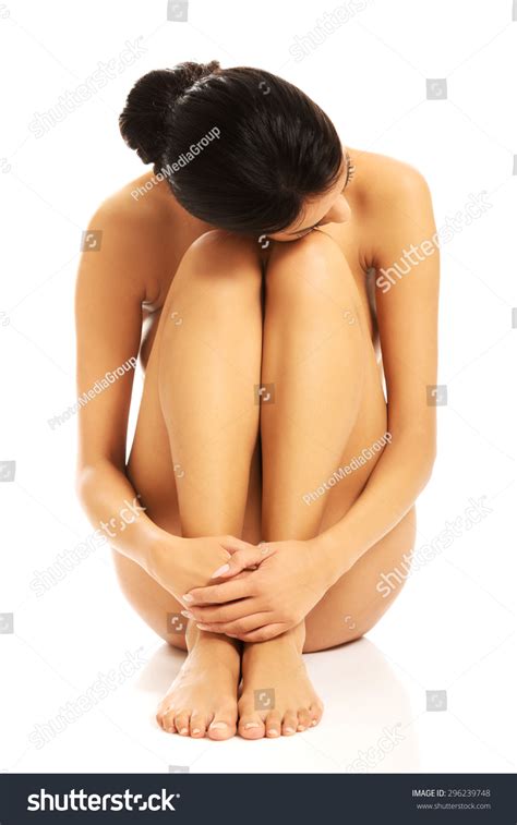 Slim Nude Woman Sitting Her Head Stock Photo Edit Now 296239748