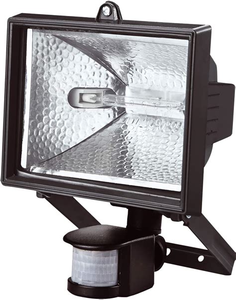 Livhome W Black Aluminium Halogen Floodlight Security Light With Pir