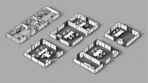 Modern office space layout with versatile furniture for collaboration ...