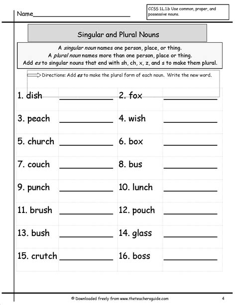 Singular And Plural Noun Worksheets