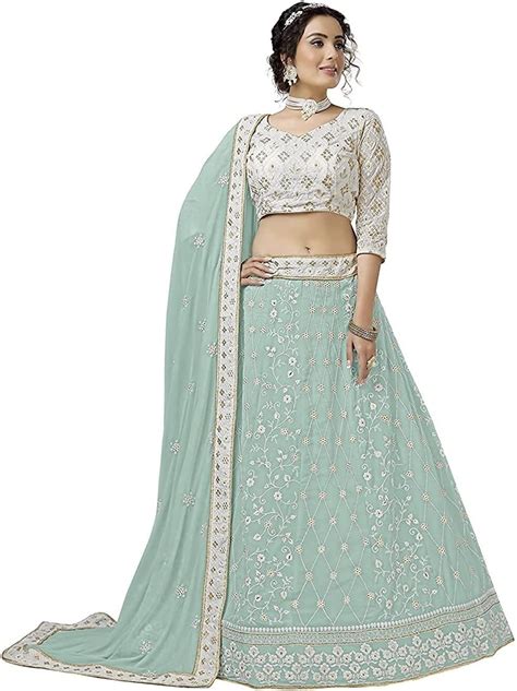 Amazon TRENDMALLS Women S Indian Georgette Heavy Embroidery Semi