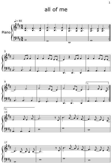 all of me - Sheet music for Piano