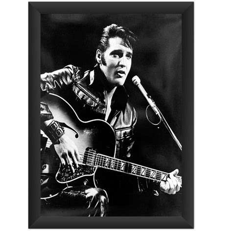 Quadro Elvis Presley Rock Guitarra Viol O Retro Preto Branco