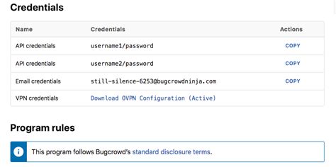 Credentials | Bugcrowd Docs