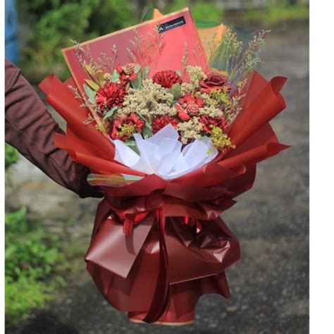 Jual Buket Bunga Edelweis Mix Artificial Flower Buket Bunga Kering