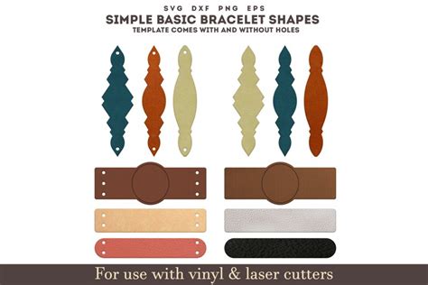 Simple Plain Leather Bracelet Template SVG, Cuff Bracelet