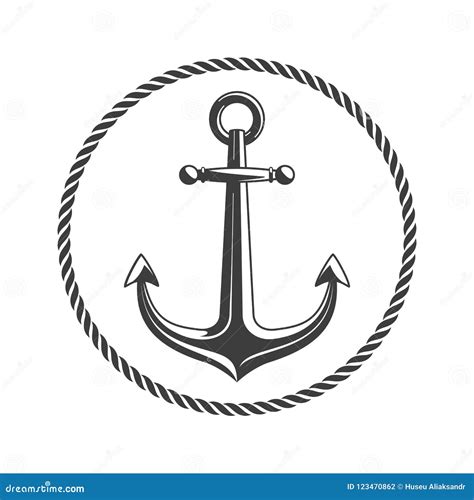 Anchor With Circular Rope Stock Vector Illustration Of Nautical