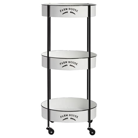 DecMode White Metal Rolling 3 Shelves Kitchen Storage Cart with Wheels ...