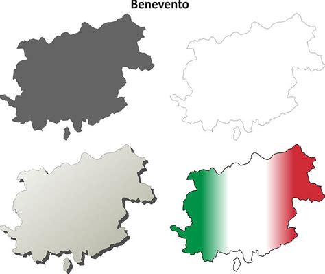 Benevento Vector Conjunto De Mapa De Contorno Detallado En Blanco Eps