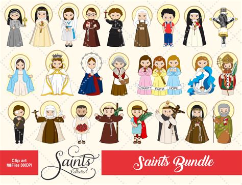 Saints Clipart PART 6 Cute Saints Jesus Clipart Catholic - Etsy Sweden - Clip Art Library