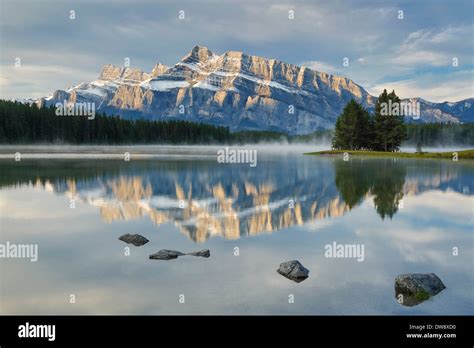 Mount Rundle Reflected In Two Jack Lake Banff National Park Alberta