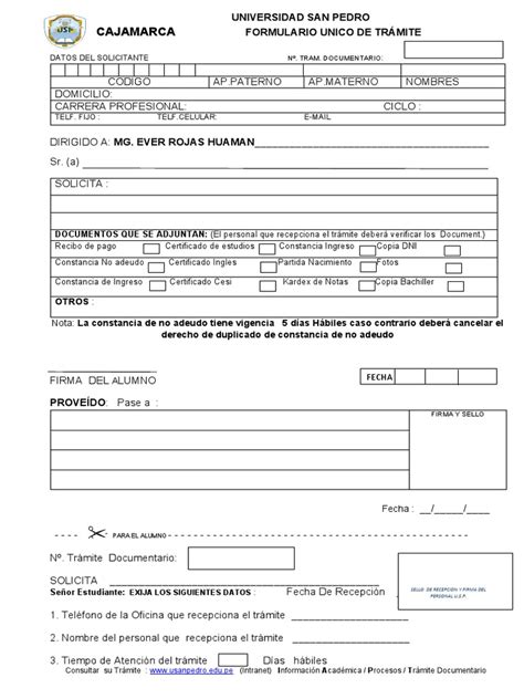 Formato Unico De Tramite Documentario Usp Pdf